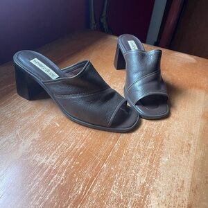 Vintage Brown Leather Mules
